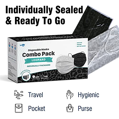 WeCare Disposable Face Mask Individually Wrapped 50 Pack, Assorted
