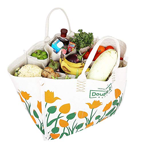 Image of DOUBLE R BAGS Reusable Heavy Duty Waterproof Shopping Bag with Short Handles | Large Grocery, Vegetable & Kitchen Storage Carry Bag | Multipurpose Jhola /Thela | Durable Reusable Tote Bag for Daily Use
