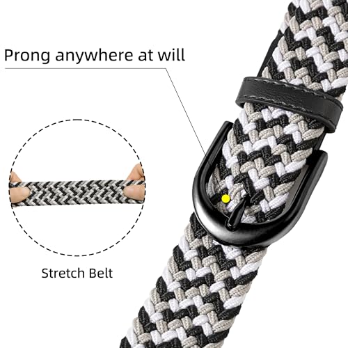 Image of Mile High Life | Braided Stretch Elastic Belts | Pin Oval Solid Black Belt Buckle | PU Loop End Tip Men /Women /Junior Belt