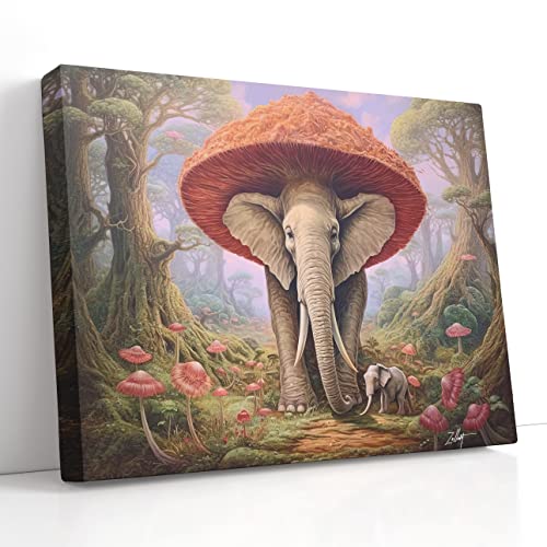 Impression sur toile éléphant 60 x 45 cm tableau déco murale ZELLART