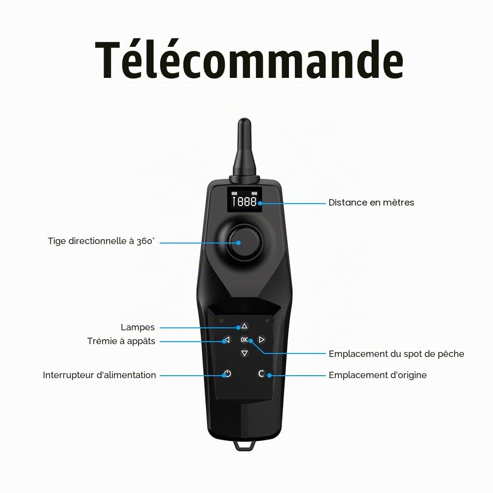 Kavolet GPS. 500 m RC leurre pêche chargeur bateau pêche sans fil télécommande grande capacité batterie 18000 mAh