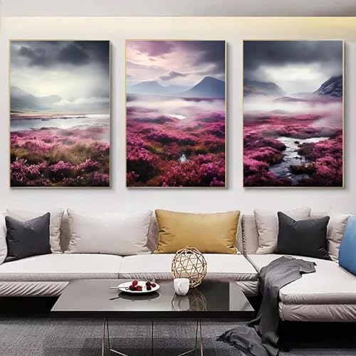 Impression sur toile de roses rouges déco murale dsdsgog triptyque 40x60 cm