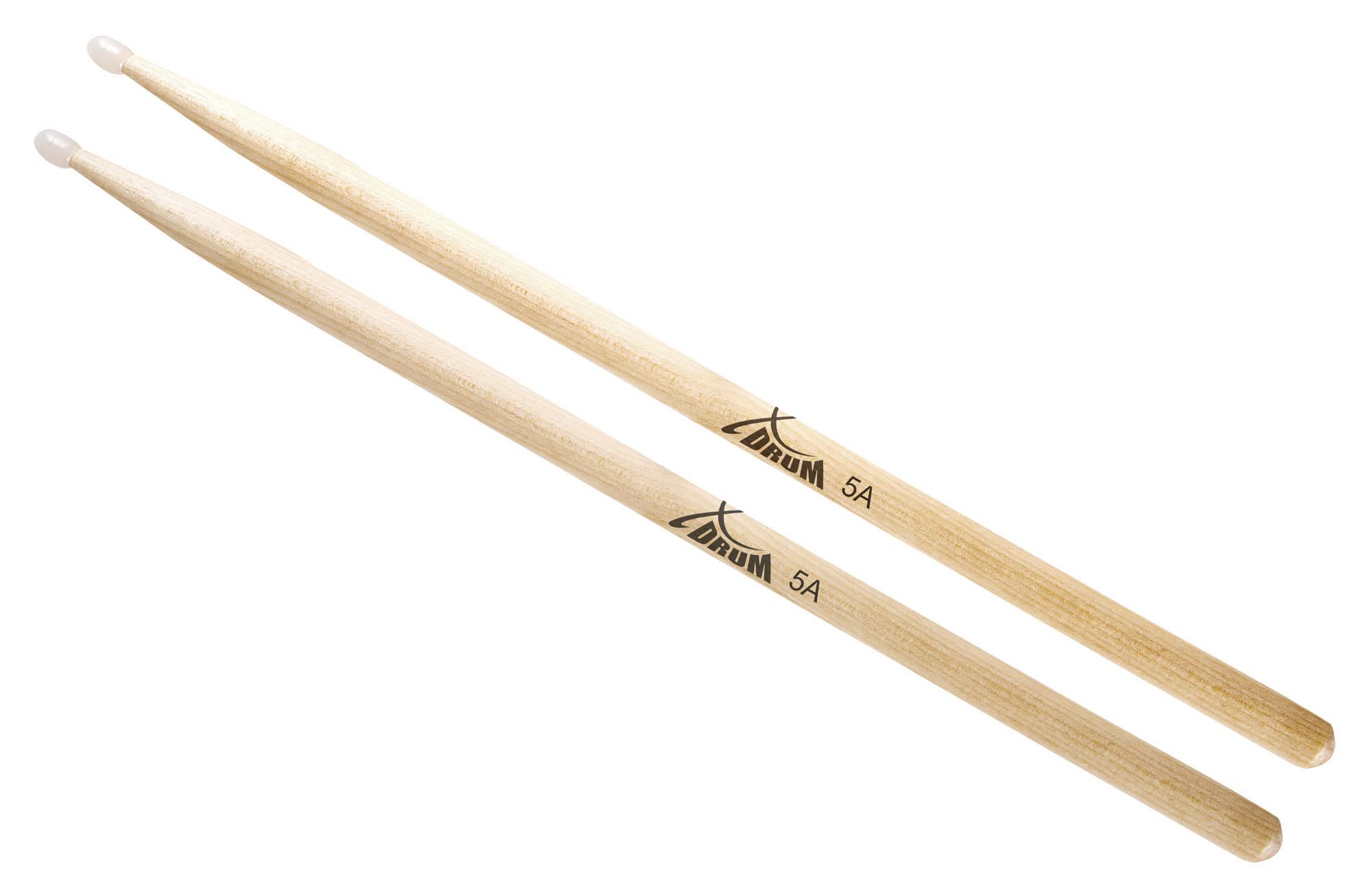 XDrum Drumsticks Large Starter Set, 5A Nylon, Stärke: 5A, Länge: ca. 405 mm | Durchmesser: ca. 16 mm, Spitze: Nylon, tropfenförmig, Material: Ahorn, Griffige Oberfläche, 5B Wood, Spitze: Holz, rund, Rods