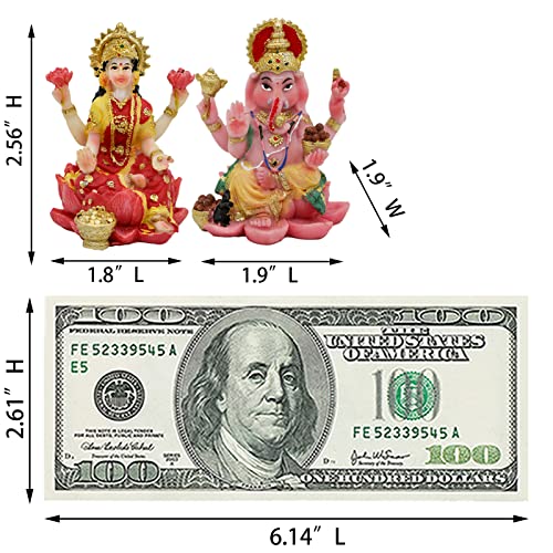 Estatua de Dios Hindú Ganesha y Lakshmi 2.5 pulg miniatura 5