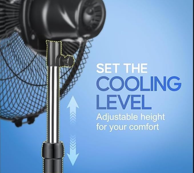 Image of SPINKS -1052 High Speed 2400 RPM Mark-1 (16 Inches) 400 MM Bullet Fan /Pedestal Fan /Farrata Fan With Adjustable Height with X-Flow Technology come with 5 Year Manufactured Warranty (BLACK)