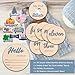 Monthly Baby Milestone and First Holiday Signs, Wooden Baby Months Disc Set 1-12, Hello World Newborn Announcement Props (Blue)