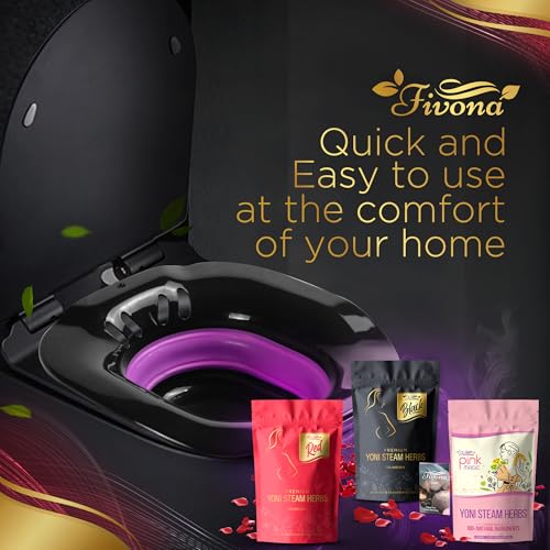 Image of Fivona 5-in-1 Yoni Steaming Kit Foldable Over the Toilet Steamer Seat with Black Red Pink Premium Yoni Herbs and Storage Bag - Effective Detox pH Balance Cleansing and Relaxation - At Home V-SPA