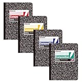 KAISA Composition Notebooks, Graph Ruled, 9-3/4' x 7-1/2' Quad Ruled, Black Marble Covers Composition Notepads Journal Notebooks 100 Sheets 4 Pack