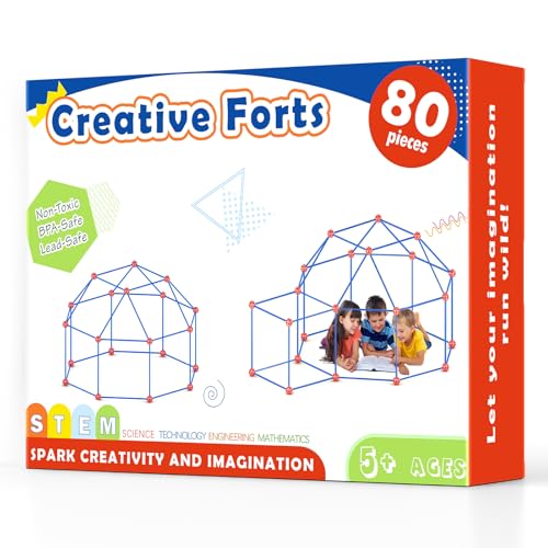 Tiny Land Kids-Fort-Building-Kit-80 Pieces-Creative Fort Toy for 5,6,7,8 Years Old