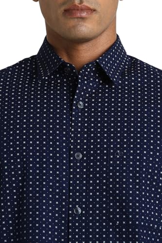 Image of Peter England Men's Everyday Ditsy Print Slim Fit Full Sleeve Casual Shirt | 100% Cotton