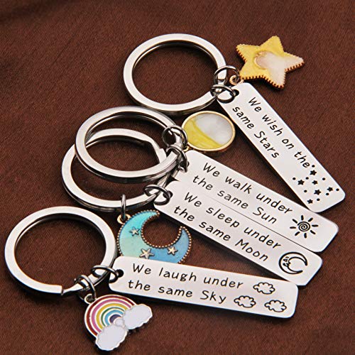 Maofaed Long Distance Relationship Gift We Walk Under The Same Sun/We Sleep Under The Same Moon/We Laugh Under The Same Sky/We Wish On The Same Star Gift For Family Friend Sister (Under The Same) #TOP2