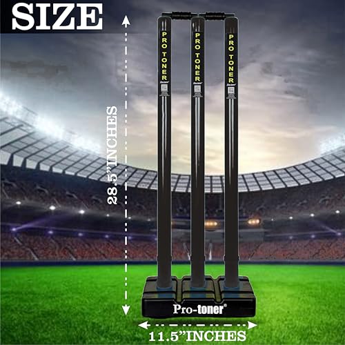Image of Protoner Cricket Set with Wooden Bat, Stumps and Ball, Sports Kit for Kids and Adults (Adults)