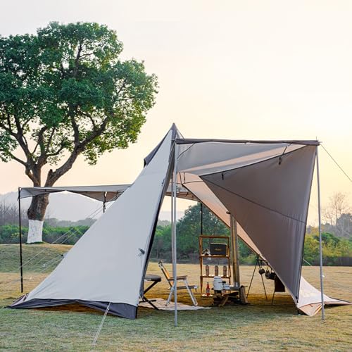 5-8 Person Camping Tent 4 Seasons Backpacking Ultralight Easy Up Hot with Stove Jack, 2.8m Standing Room, Family Tent
