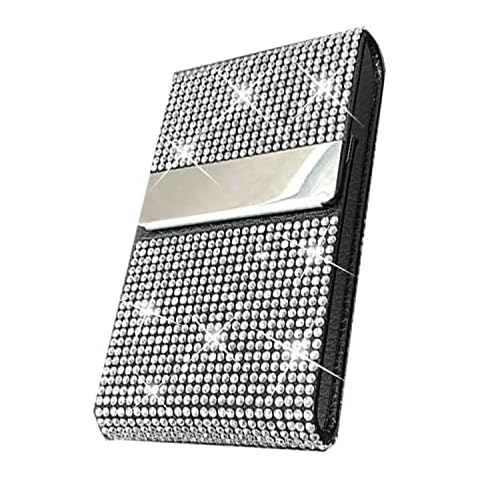 iHMeiju Estuche para Tarjetas de Visita de Piel Sintética con Diamantes de Imitación Cover