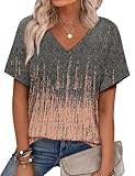 Alaroo Short Sleeve Shirts for Women Business Casual Outfits V Neck Summe Clothes 2025 Trendy Print 14 XL