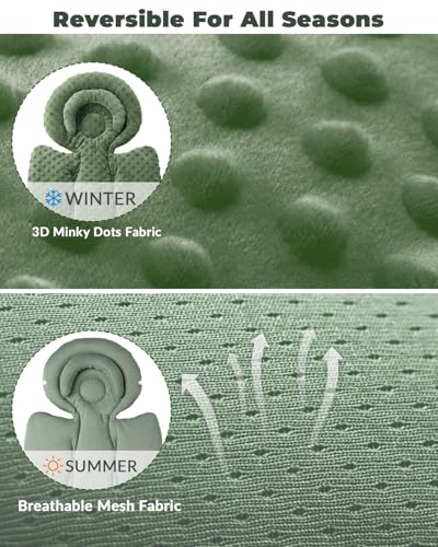 Image of TinlyFinly Infant Car Seat Insert with Extra Cushion for Preemie to Toddler, Reversible Newborn Carseat Insert for Baby Head Body Support, Fits for Stroller, Baby Swing, Bouncer - Dots, Dark Green
