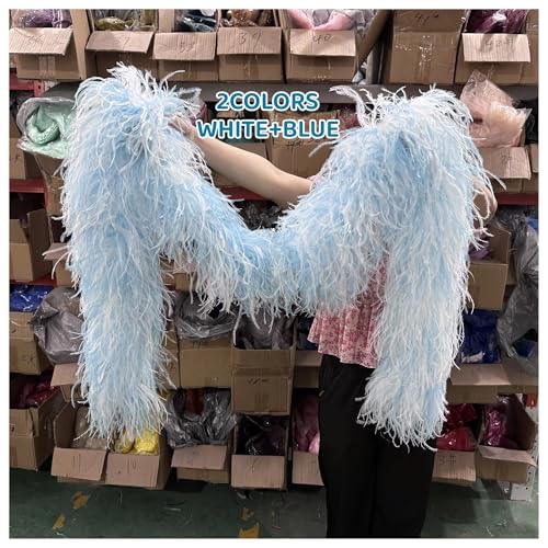 Plumas de avestruz naturales bicolor de 2m para tocados y manualidades 5