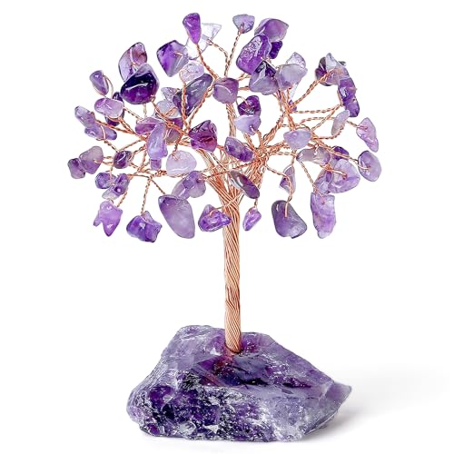 YATOJUZI Natural Amethyst Crystal Tree Purple Gifts for Women Mom Office Desk Decor Cubicle Decorations Meditation Accessories 3.93-4.52 Money Fengshui Trees of Life