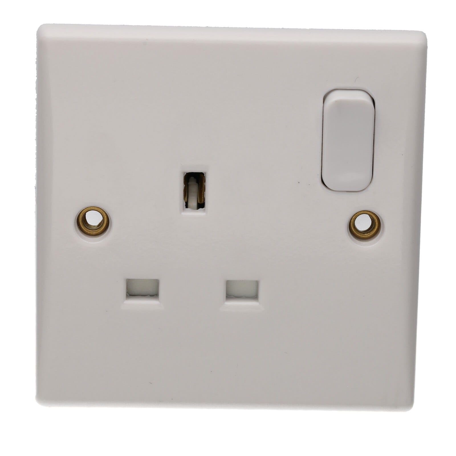 kenable 1 Gang 13A Switched Socket UK Mains Power Wall Outlet Rounded White Faceplate โ image 1