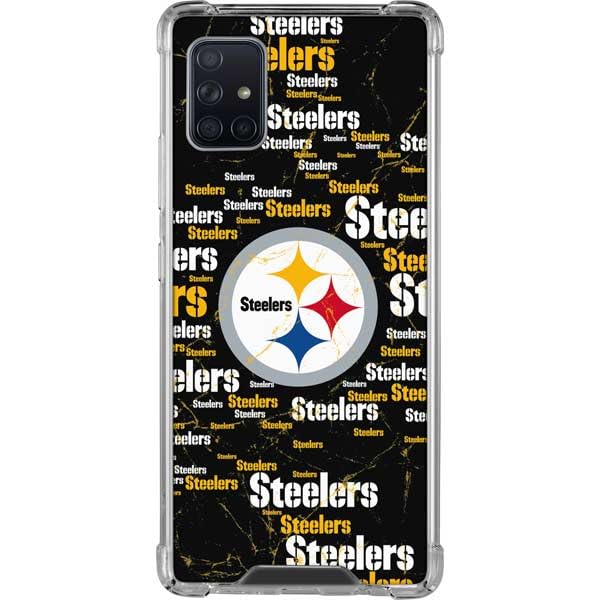 Skinit Clear Phone Case Compatible with Galaxy A51 5G - Officially Licensed NFL Pittsburgh Steelers Black Blast Design
