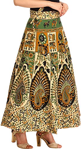 Cream Floral Printed Wrap-Around Long Skir3