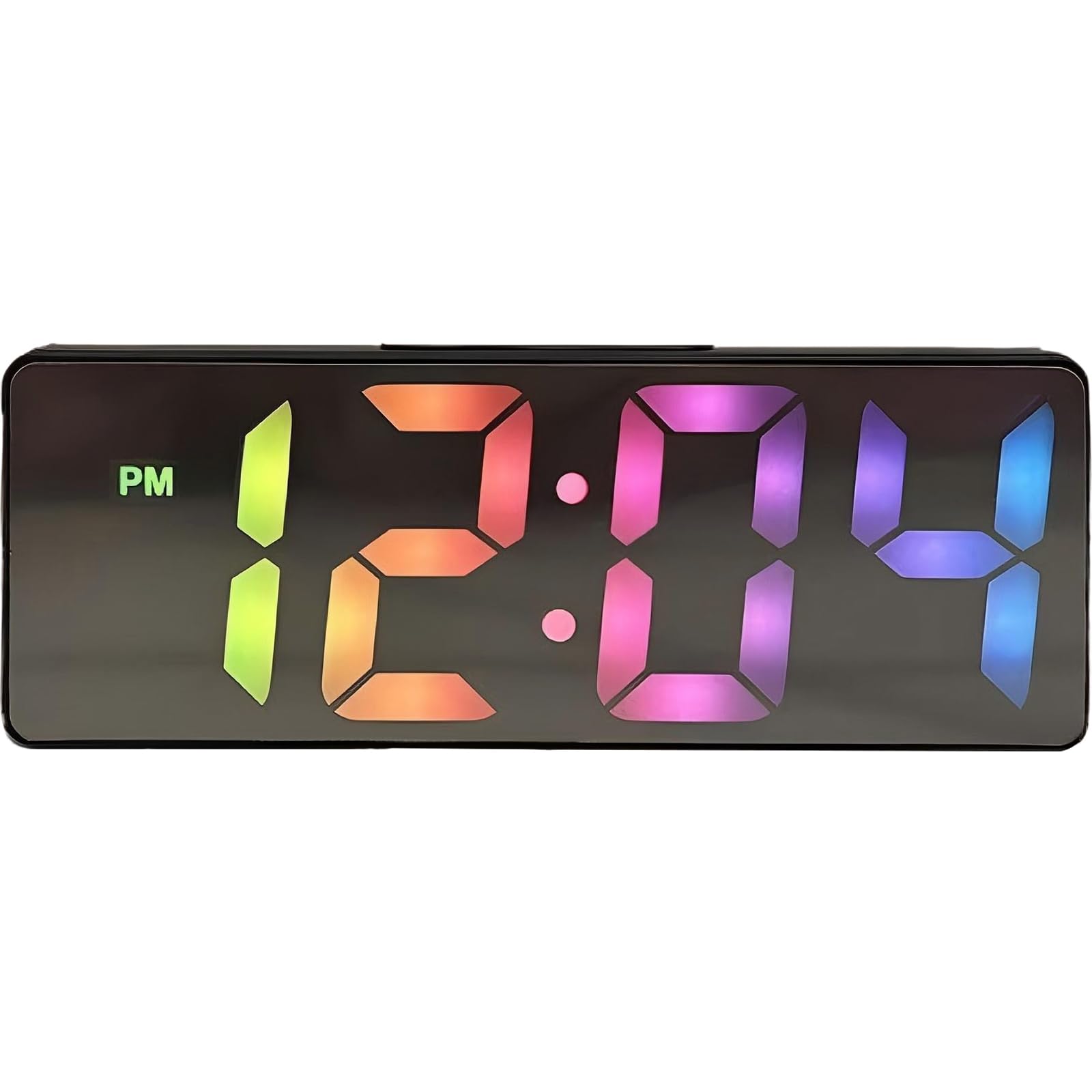 SiumPklay 6.7" LED Digital Alarm Clock with Large Display, Battery USB Powered Adjustable Brightness Temperature & Date Snooze Voice Control for Bedroom Office Kids