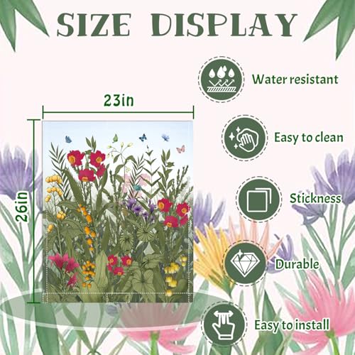 Image of Summer Flowers Dishwasher Magnet Cover Wildflowers Dishwasher Magnet Sticker for Kitchen Decoration 23x26 in Farmhouse Floral Refrigerator Magnet Cover Fridge Panel Decal Pad