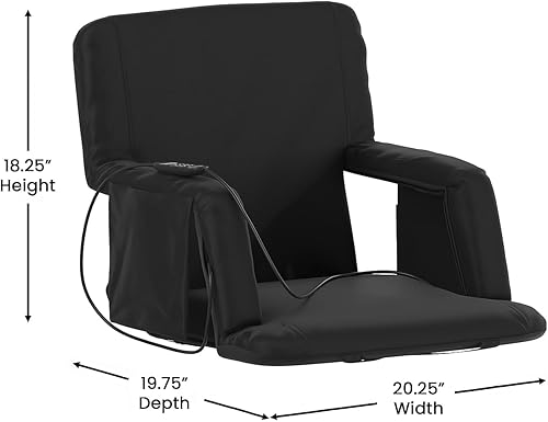 Miniatura 5 de Flash Furniture Malta - Asiento de estadio con calefacción y soporte de respaldo, 6 posiciones reclinables, silla portátil con correas de mochila,