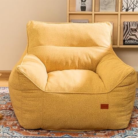 Bean Bag Chair with Filler, Bean Bag Sofa Chair with Tufted Soft Armrests Plush Lazy Sofa Comfy Chair,Large BeanBag Chair for Adults in Livingroom, Bedroom Cover