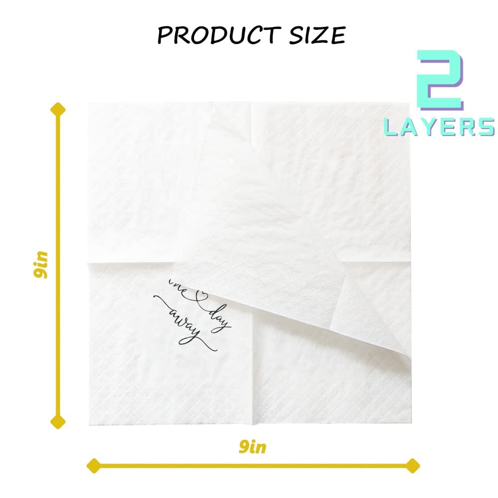 Servilletas de cóctel para cena de ensayo de un día, servilletas de papel a granel para cena de ensayo, boda, decoración de mesa de bebidas, 2 capas, 5 x 5 pulgadas (100, negro)