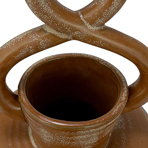 Bloomingville Round Decorative Stoneware Vase with Twisted Handle and Reactive Glaze, Brown by Bloomingville - Image 6