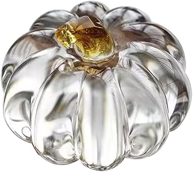Clear Glass Pumpkin Paperweight Decor - Elegant Crystal Desk Ornament for Home or Office, Transparent Pumpkin Shaped , Small 2.6x1.8in/6.5x4.5cm, Perfect Halloween or Thanksgiving Decoration Gift