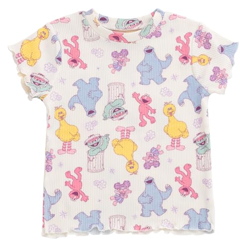 Image of Sesame Street Ribbed T-Shirt and Shorts Outfit Set Newborn to Little Kid Sizes (0-3 Months - 5)