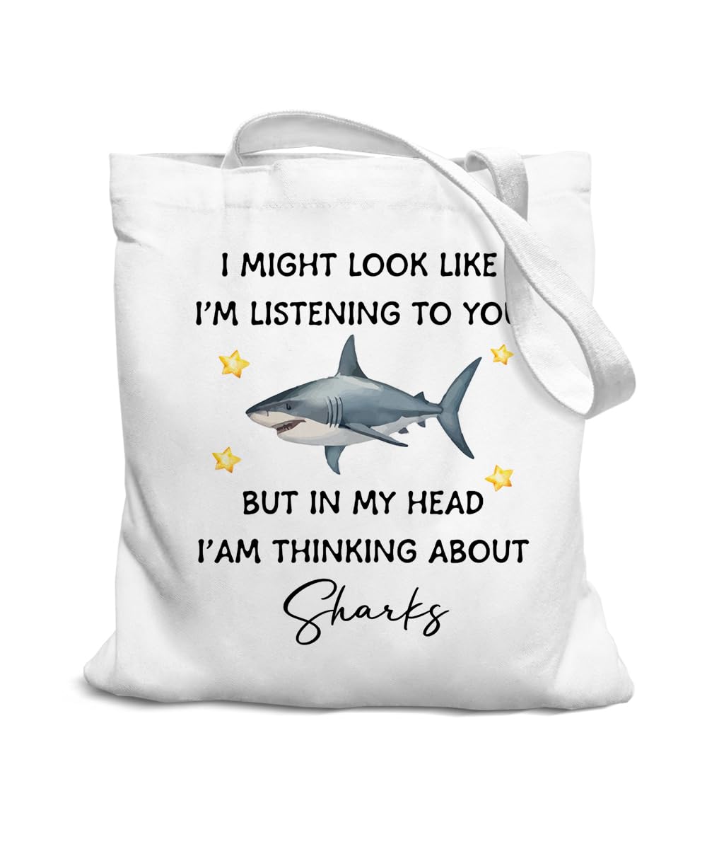SZERE Shark Gifts Tote Bag, Shark Gifts for Shark Lovers Women, Shark Themed Gifts, Beach Tote Bag, Beach Tote Bags for Women, Grocery Bags Reusable