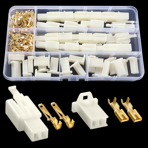 YIXISI 120 Piezas 2.8mm Kit de Conector Automotriz, Conector de Crimpado 2 Pines y Terminales de Crimpado Conectores, para Motocicleta, Coche, Camión, Scooter, Barcos