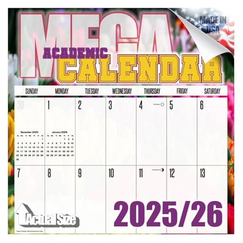 MegaCalendars Ǌ|J_[  2025-2026 - AJf~bNC[[WǊ|J_[(2025N7~2026N7) - 24C` x 12C` ݂艺&݂艺fXNgbv }X[vi[