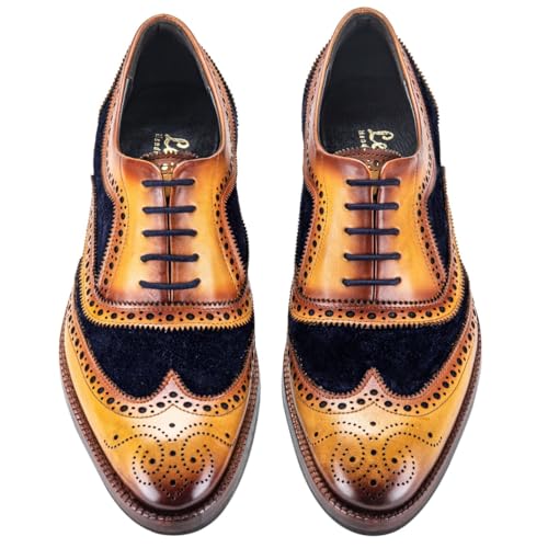 Image of Lethato Wingtip Brogue Oxford Handcrafted Men's Genuine Leather Lace up Dress Shoes