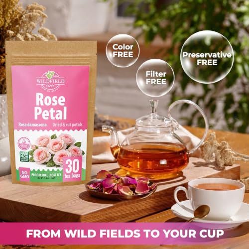 Image of 30 Bags Rose Petal Buds Herbal Tea (Rosa Damascena) - 30 Count 1g Bags Dried Rose Herb Te De Rosa