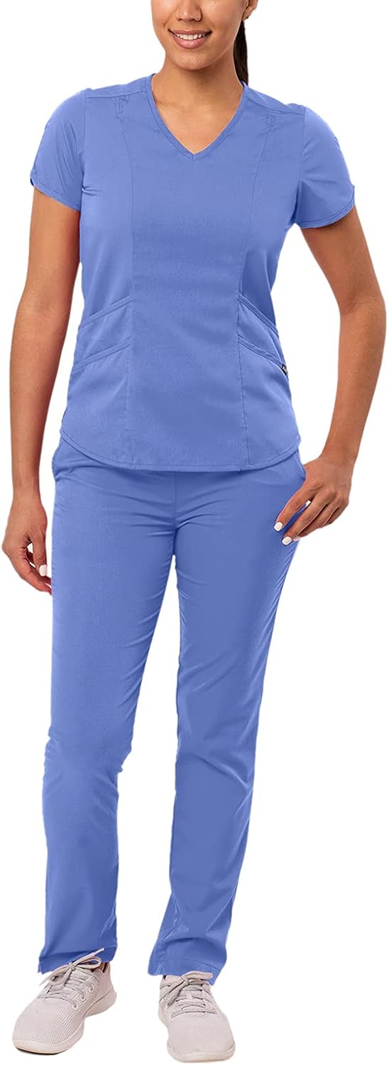 Adar Pro Core Classic Scrub Set for Women Tailored VNeck Scrub Top