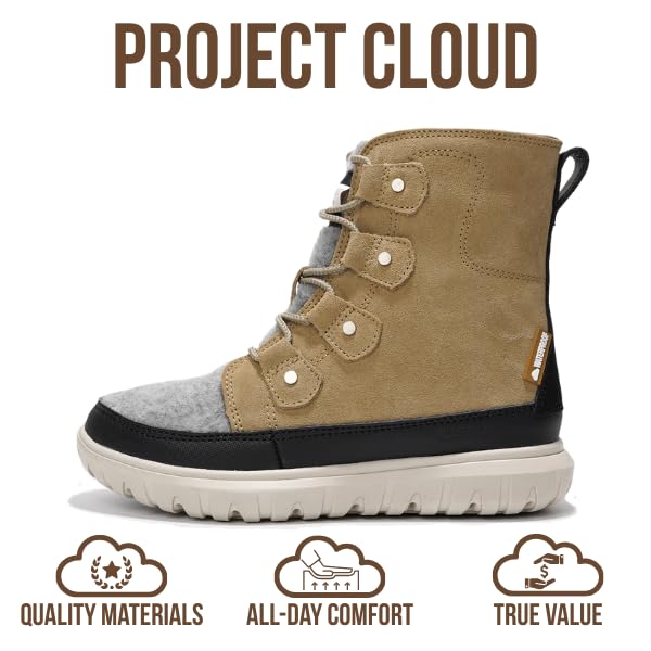 Image of Project Cloud 100% Genuine Leather Womens Snow Boots- Genuine Leather Waterproof Memory Foam Insole and Non-Slip Winter Snow Boots For Women Footwear - Outdoor Shoes (Leonora)