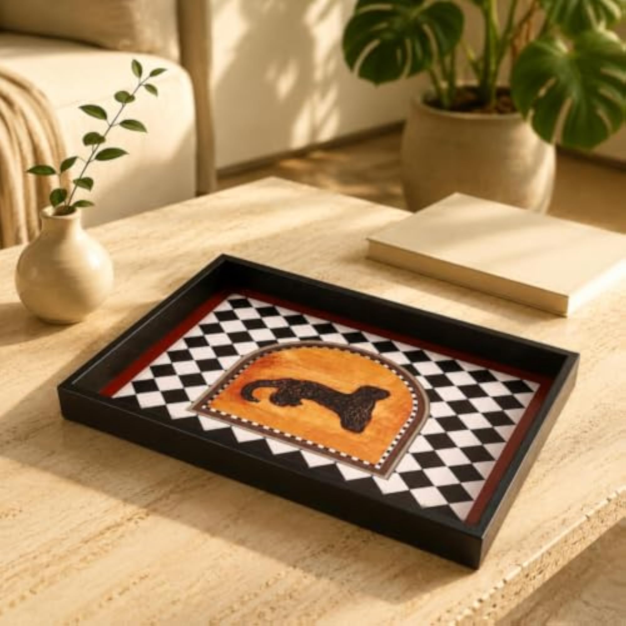 Vintage-Influenced Rectangular Engineered Wood Storage Tray, Elegant Organizer