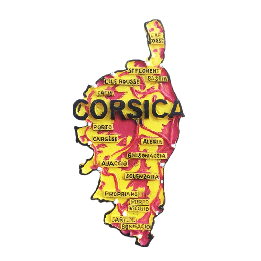 Muyu Magnet Corsica France 3D Map Shape Fridge Magnet Souvenir Gift Resin Craft Collection