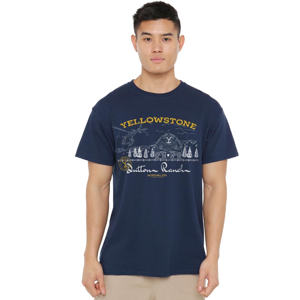 Men's Blue Other Yellowstone Dutton Ranch Helicopter T-Shirt Navy in Size 2XL, Sports Direct