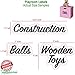 Talented Kitchen Playroom Labels for Toy Bins & Baskets - 147 Water-Resistant Clear Vinyl Toy Storage Labels, Black Script, 1.0-1.5 in - Organization Stickers for Playroom Organization