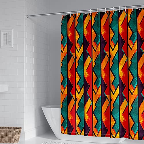 Rideau de douche motif géométrie multicolore 165x200cm polyester lavable - 2