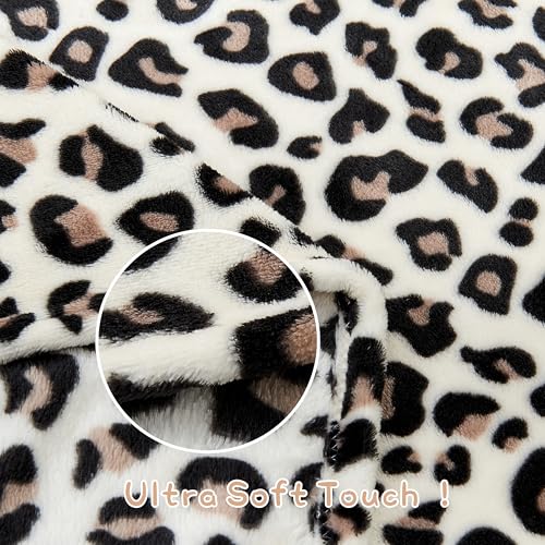 Image of Yurhap Leopard Print Baby Blanket Fleece Baby Blankets for Boys Girls, Ultra Soft Cozy Fluffy Infant Toddler Newborn Receiving Blankets for Crib Stroller, 30 inchx40 inch, Cream