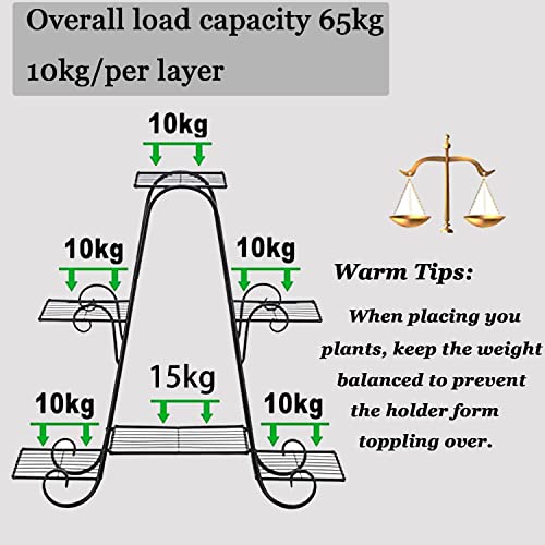 Image of 6-Tier Rust-Proof Metal Plant Stand for Balcony & Indoor Use - Heavy-Duty Gamla Stand for 6 Pots (Lohe Ka Stand) (A SHAPE PLANT STAND)