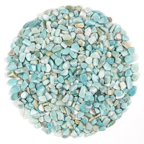 Orientrea Chips de Cristal de amazonita Piedra triturada Natural de 500g, Cristales curativos a Granel, Piedras Preciosas de Cristal triturado para Manualidades, Hermoso Paquete para Regalo