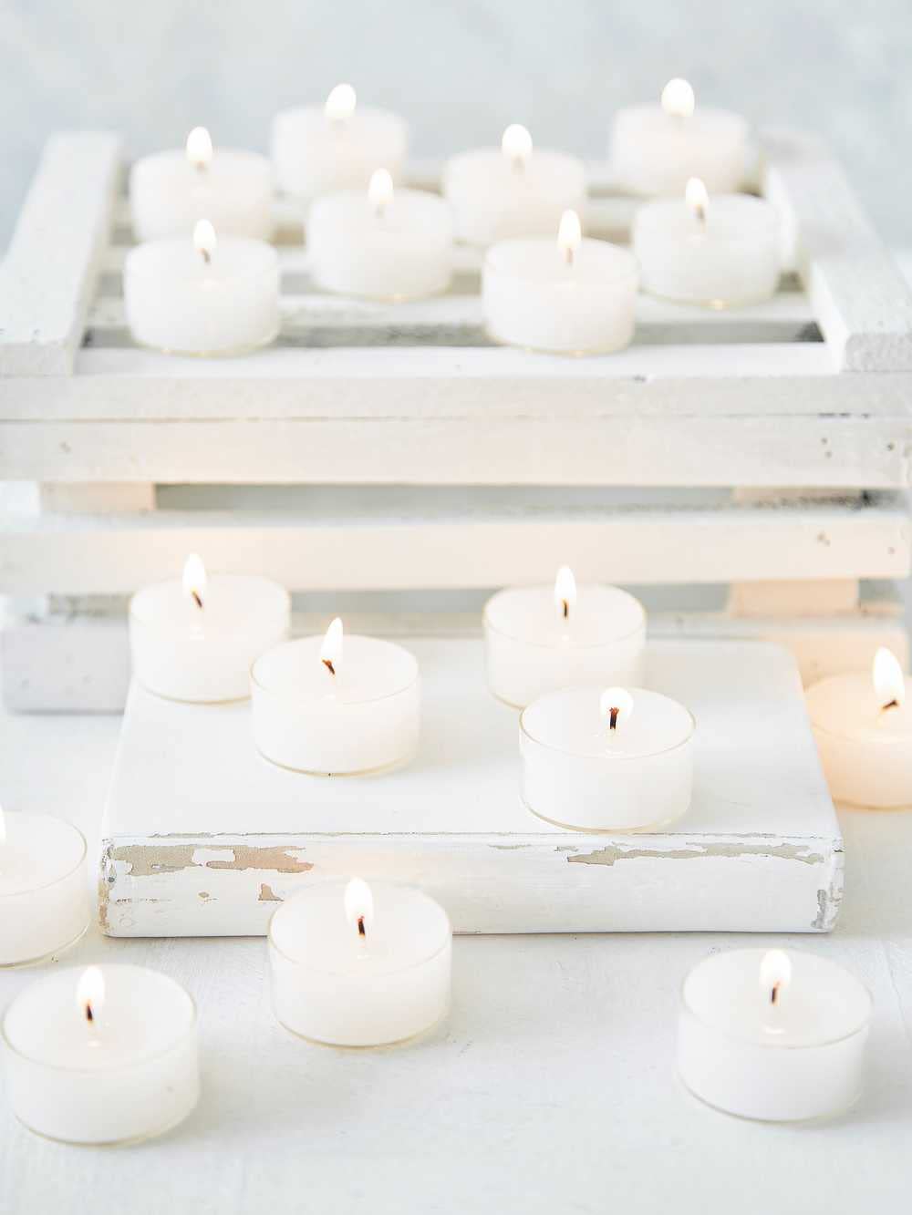 5 x 4 Hour Burn Tea Light Brown Candle in Tall Clear Holder (Natural Soy Wax) - Cherry Fragrance