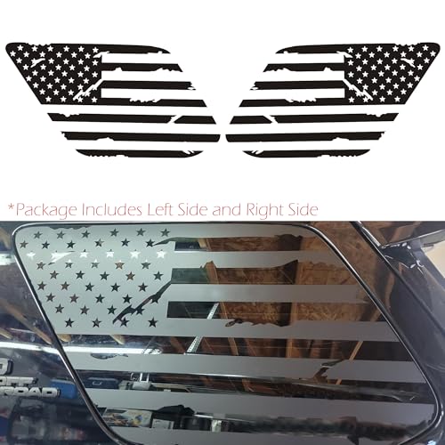 Image of Precut American Flag Decal Car Rear Side Window Sticker Matte Black Rear Quarter Window DIY Sticker Left and Right Side Window Cling Car Exterior Decoration Accessories, for 4Runner 2010-2023